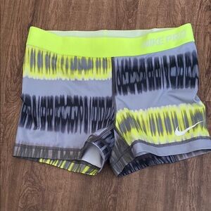 Nike Pro Neon Yellow & Gray Performance Shorts